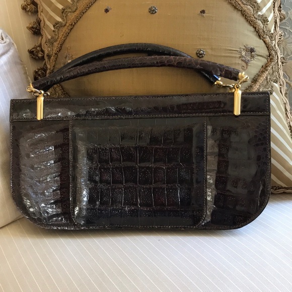 Vtg Genuine Alligator magnificent clutch purse bag - Picture 2 of 8